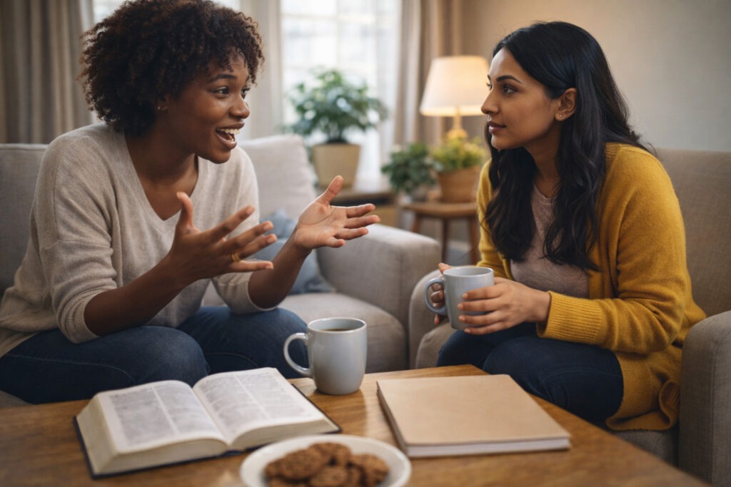 Conversation over coffee and cookies